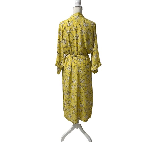 American‎ Eagle Yellow Floral Kimono Robe Duster Made In Italy One Size - Picture 4 of 11
